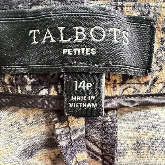 Talbots Hampshire Ankle Pants Black Tan Paisley Stretch Size 14P 14 Petite - Picture 5 of 11
